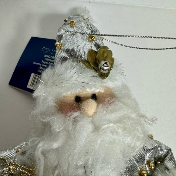NWT. Beautiful Santa Ornament. Adorable Santa wearing silver quilted outfit - Picture 6 of 11
